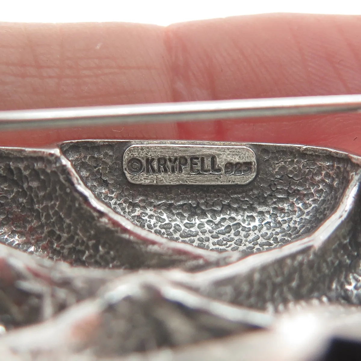 KRYPELL 925 Sterling Silver Vintage Modernist Oxidized Pin Brooch