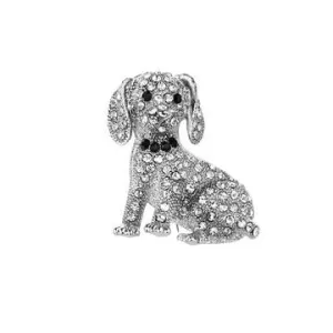 KYLIE SILVER & CRYSTAL DOG BROOCH