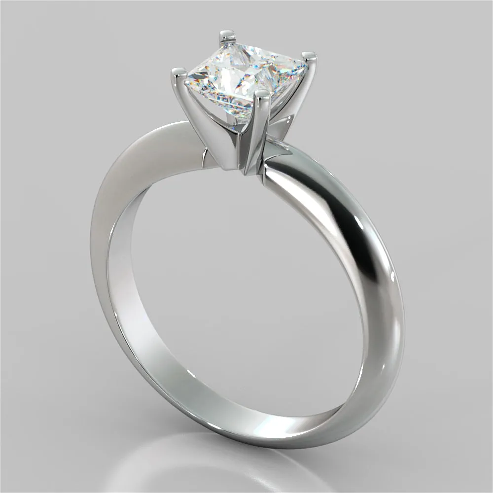 Lab Grown Diamond Asscher Cut Tiffany Style Engagement Ring