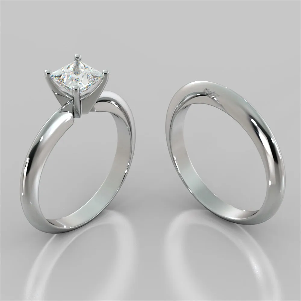 Lab Grown Diamond Asscher Cut Tiffany Style Engagement Ring