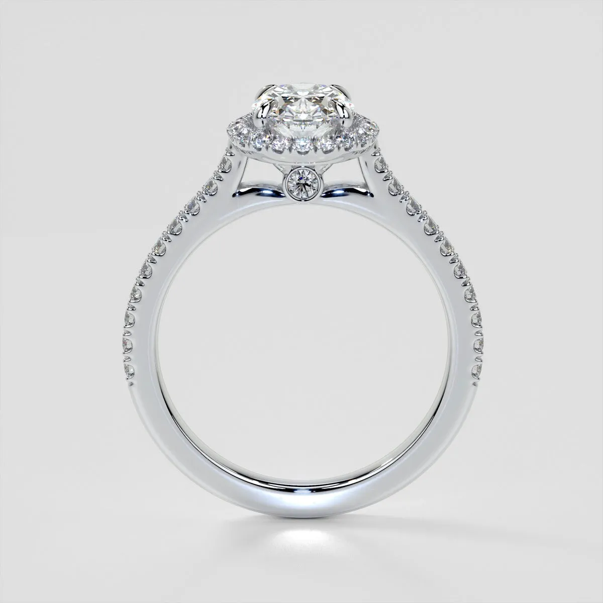 Lab Grown Diamond Oval Cut Halo Engagement Ring With Accents