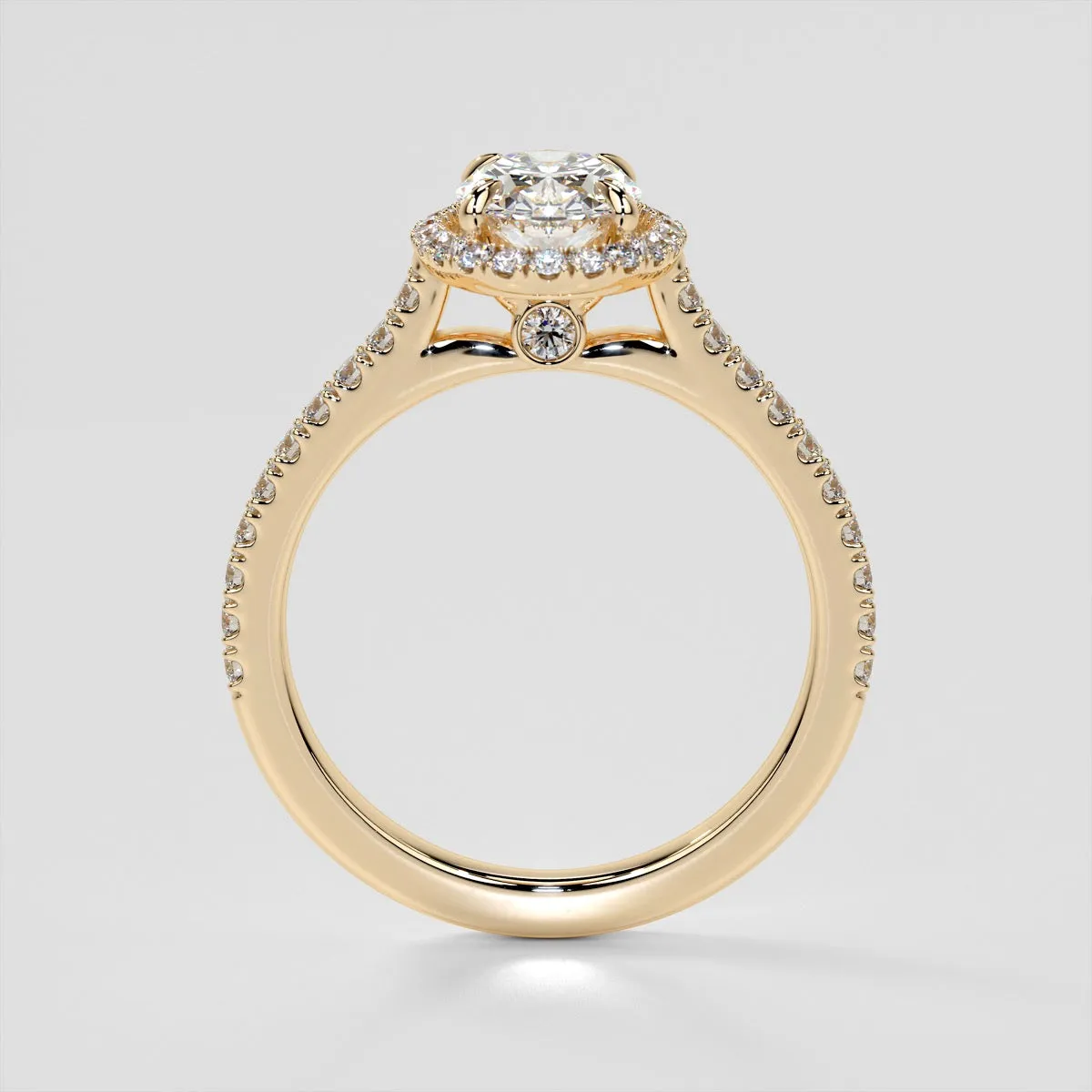 Lab Grown Diamond Oval Cut Halo Engagement Ring With Accents