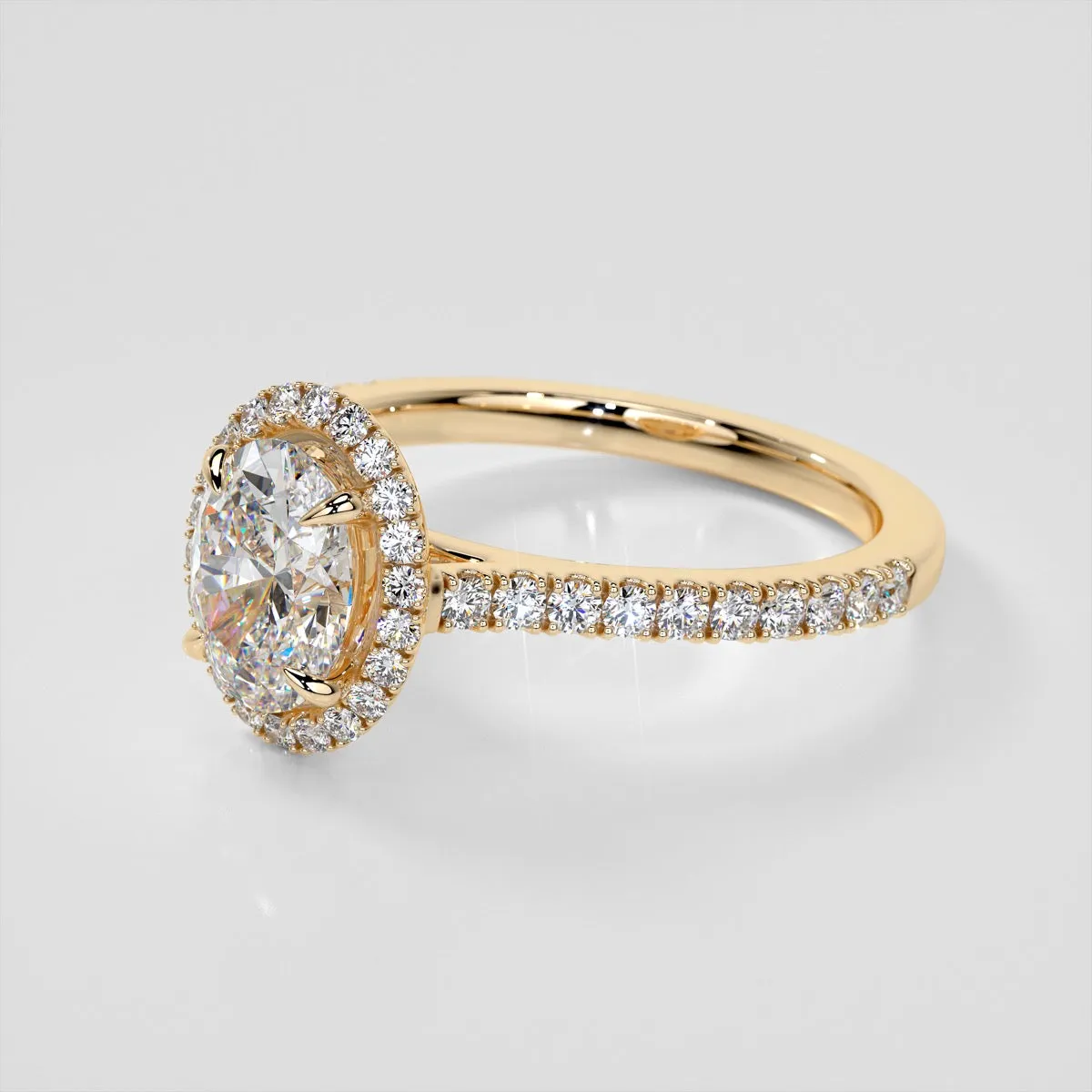 Lab Grown Diamond Oval Cut Halo Engagement Ring With Accents
