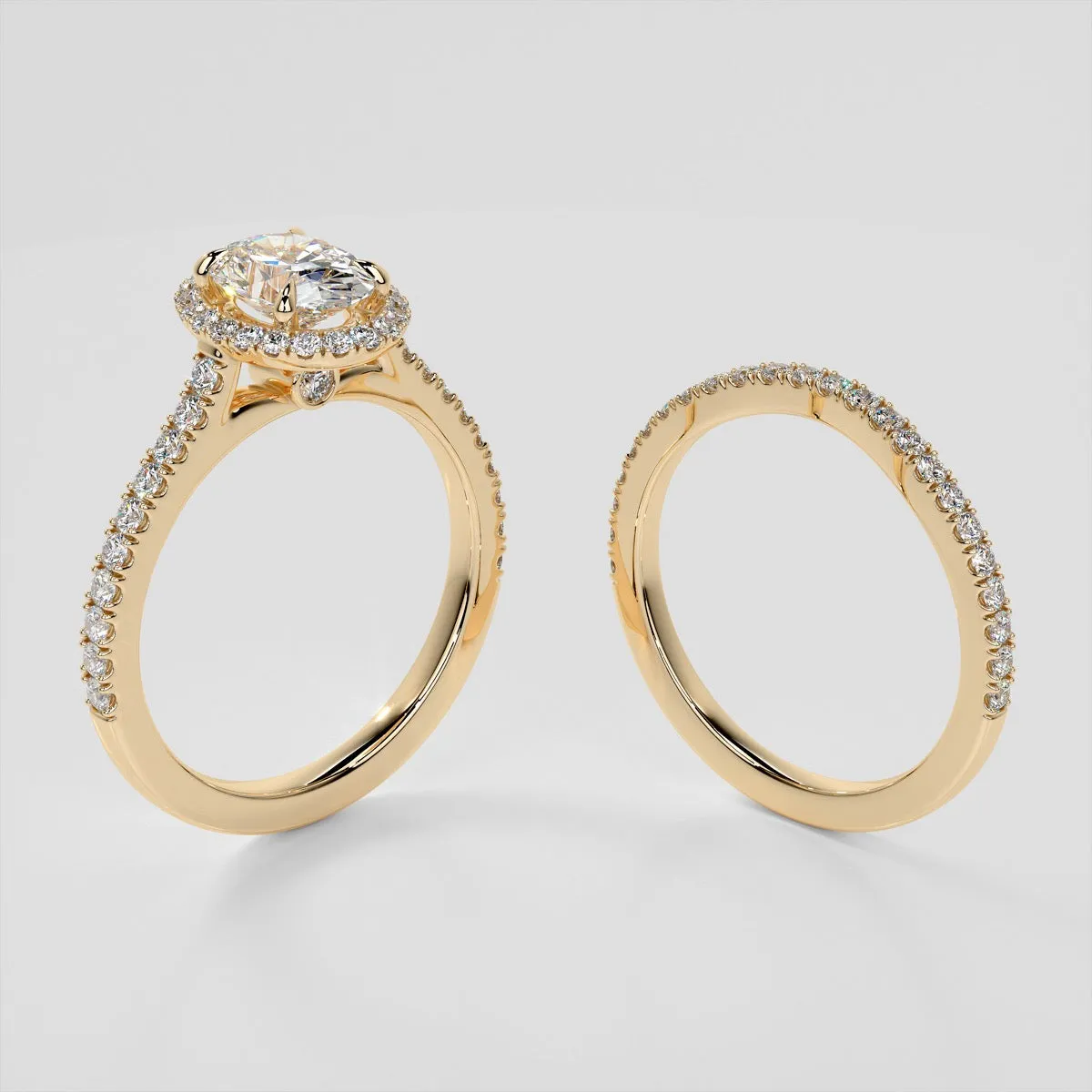 Lab Grown Diamond Oval Cut Halo Engagement Ring With Accents
