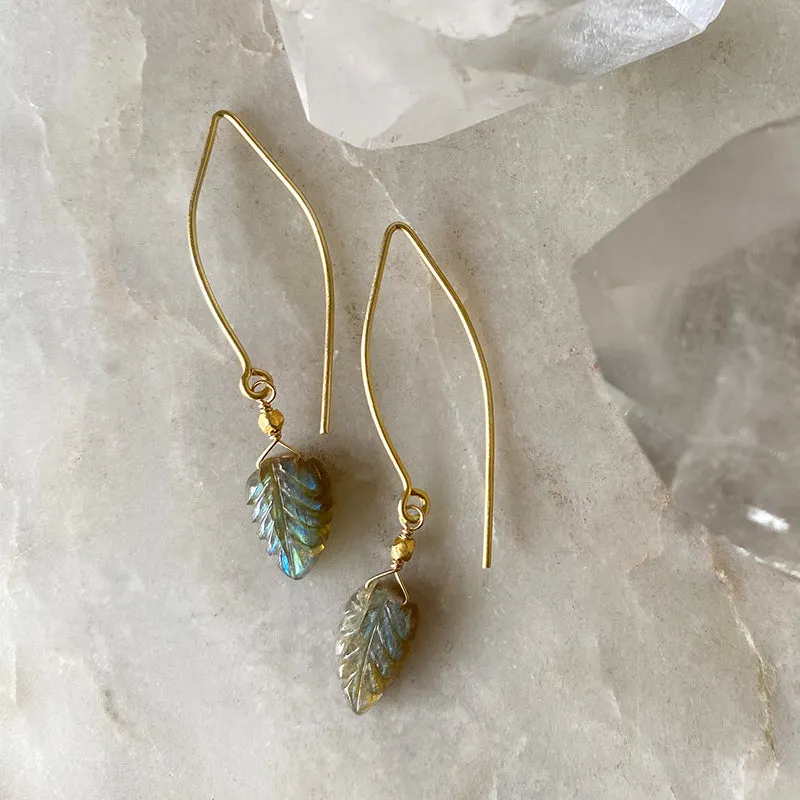 Labradorite Leaf Earrings