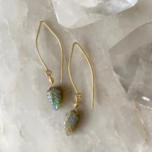 Labradorite Leaf Earrings