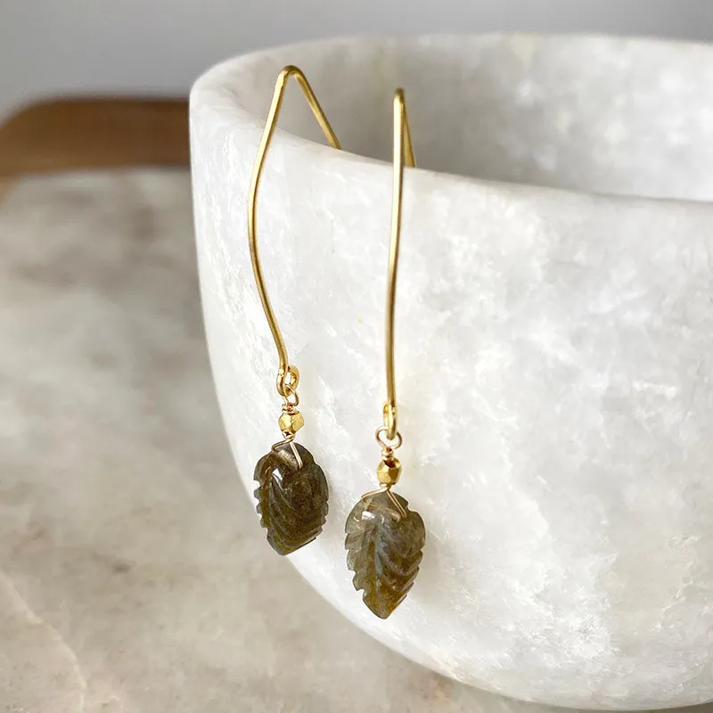Labradorite Leaf Earrings
