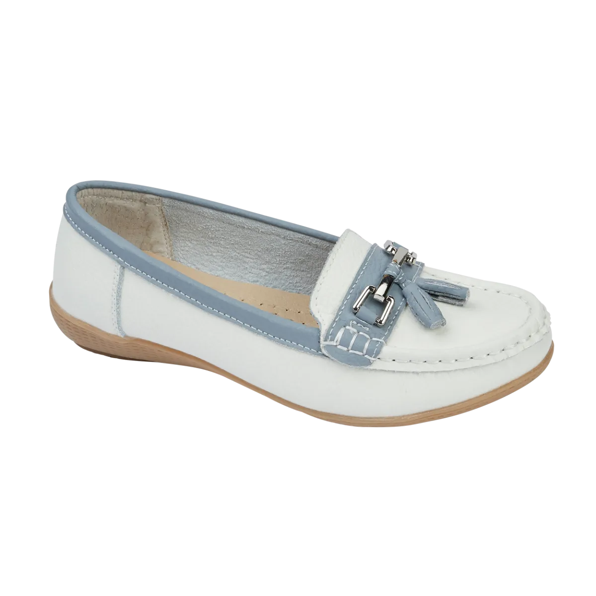 LADIES REAL LEATHER TASSEL SLIP ON MOCCASIN FLAT NAUTICAL BOAT LOAFER SHOES 3-8
