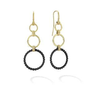 LAGOS Meridian Three Gold and Ceramic Circle Drop Earrings