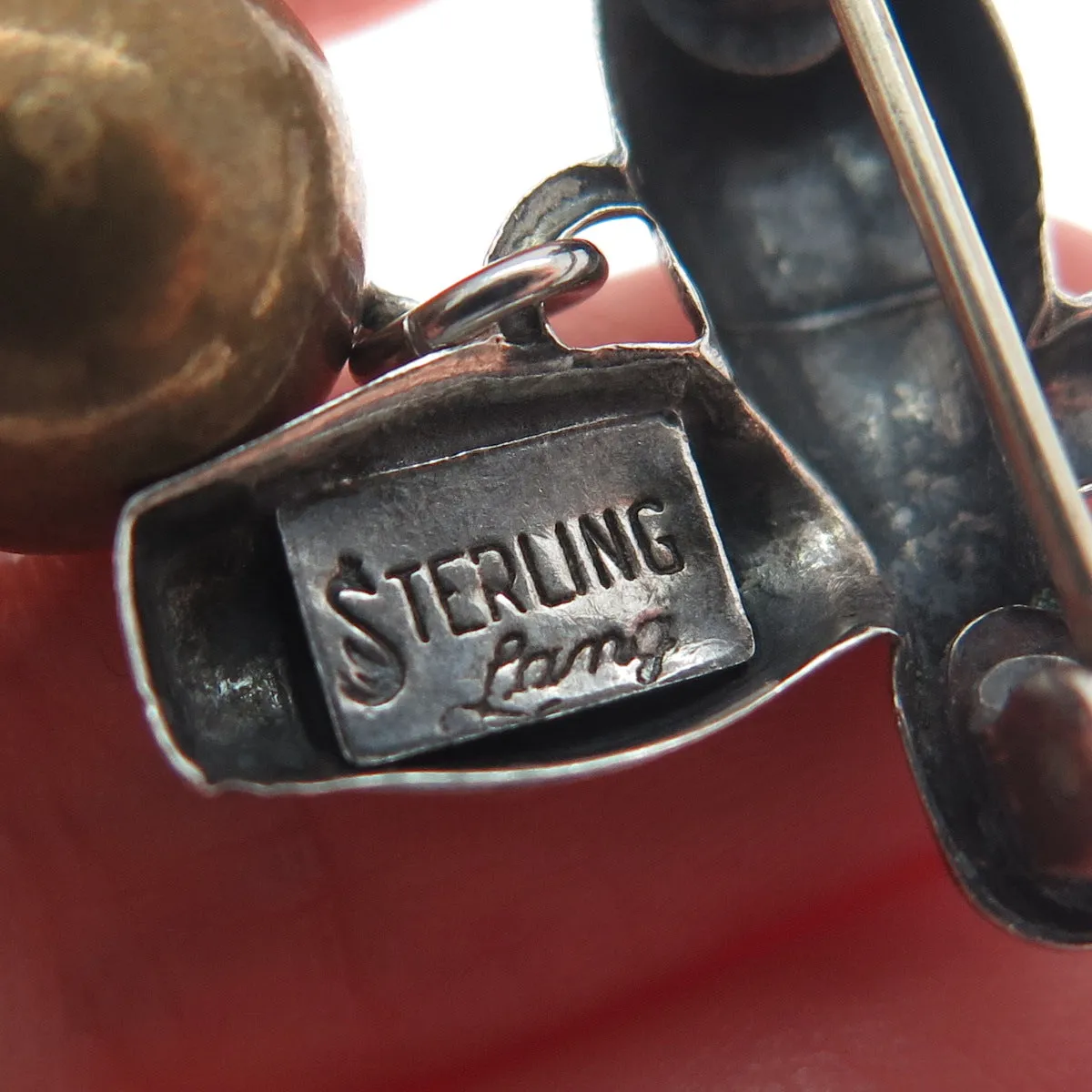 LANG 925 Sterling Silver 2-Tone Vintage Bowling Club Pin Brooch