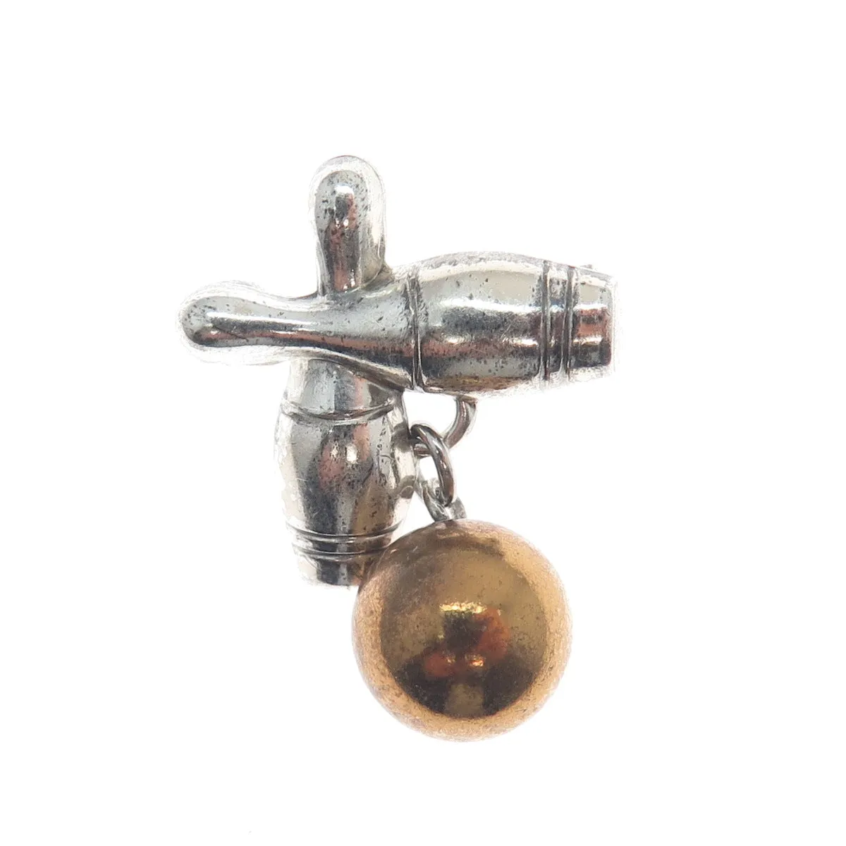 LANG 925 Sterling Silver 2-Tone Vintage Bowling Club Pin Brooch