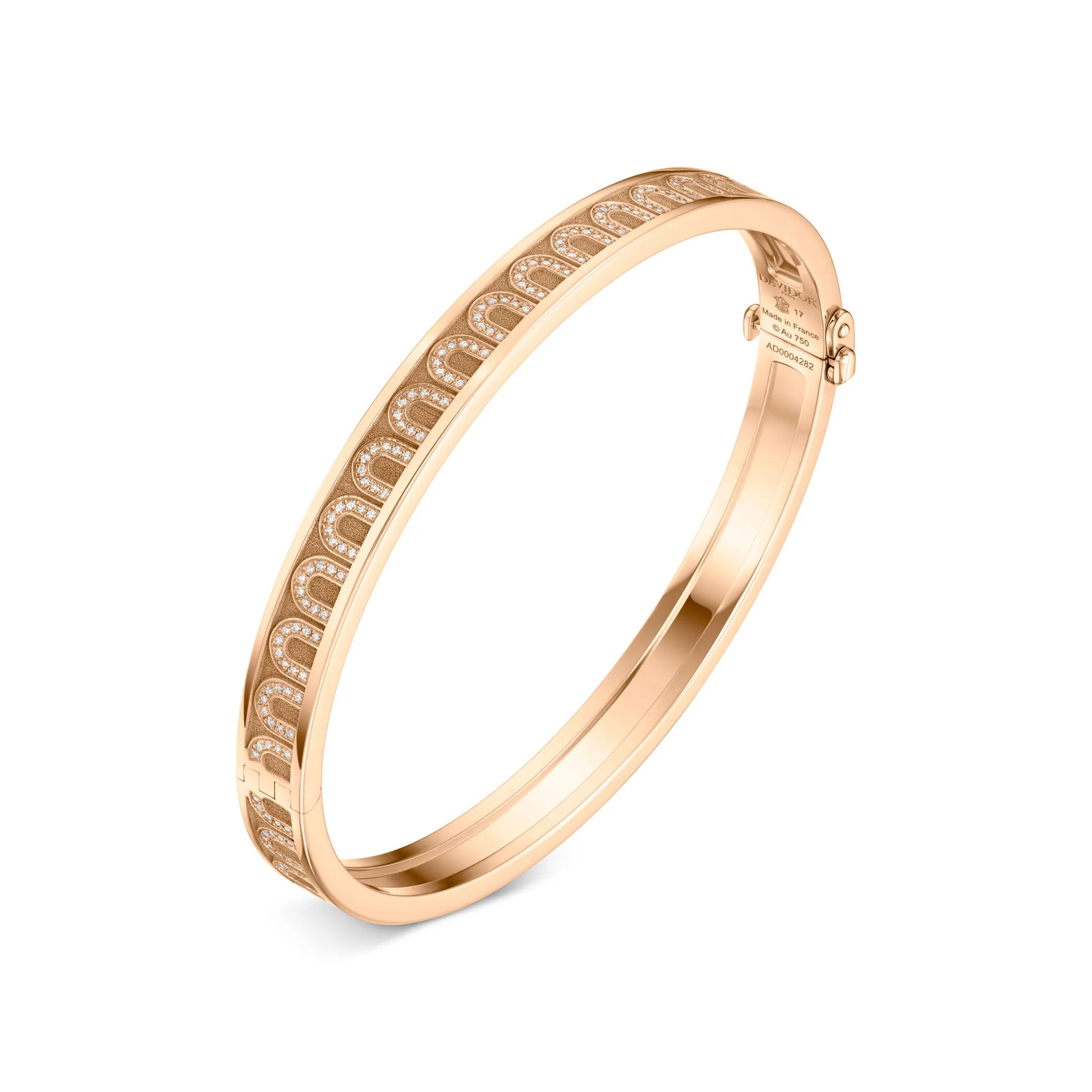 L'Arc de DAVIDOR Bangle PM, 18k Rose Gold with Satin Finish and Arcade Diamonds