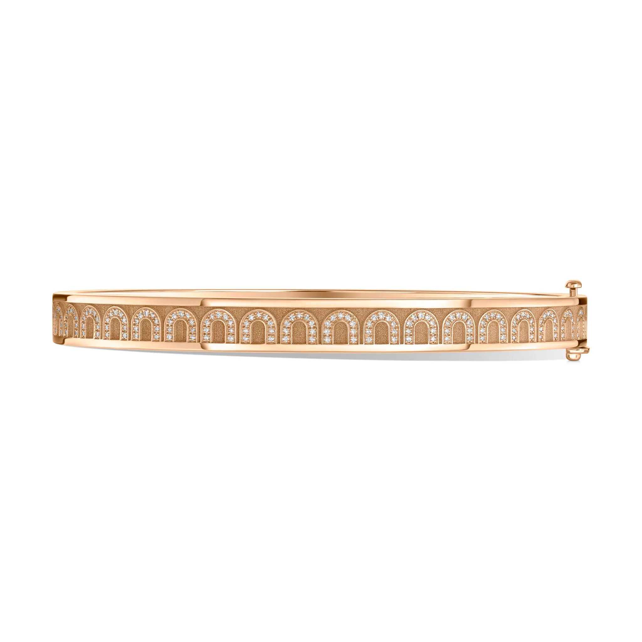 L'Arc de DAVIDOR Bangle PM, 18k Rose Gold with Satin Finish and Arcade Diamonds