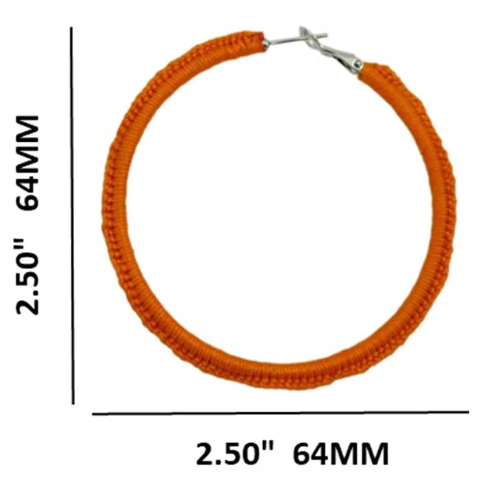 Large Dark Orange Crochet Hoop Pierced Earring - STXE28