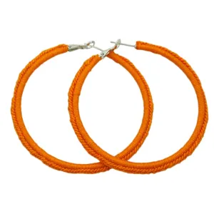 Large Dark Orange Crochet Hoop Pierced Earring - STXE28
