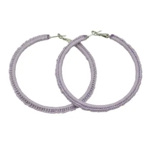 Large Lavender Purple Crochet Hoop Pierced Earring - STXE33