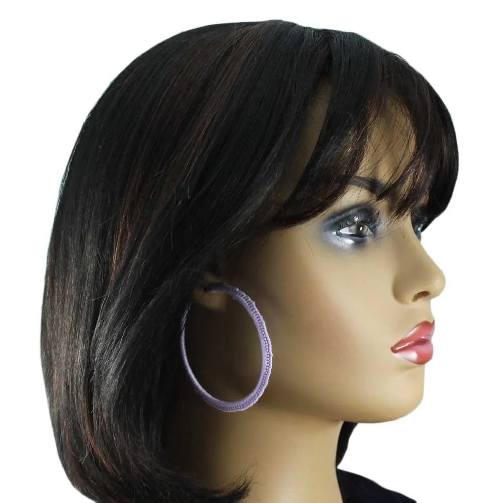 Large Lavender Purple Crochet Hoop Pierced Earring - STXE33