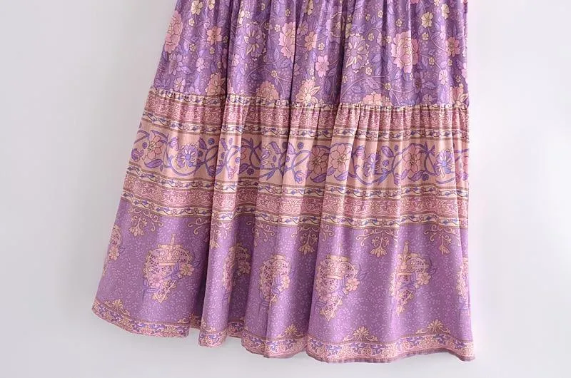 LAURA Boho Pure Cotton Floral Mini Dress