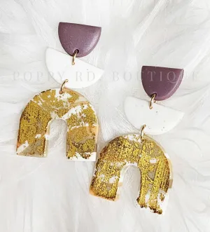 Lavender and Gold Clay Earring set *
