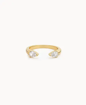 Leila 14k Gold Two Stone Open Ring
