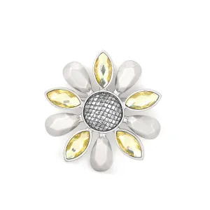 LEMON YELLOW CRYSTAL FLOWER PINS & ACCS. #248SV4101 (1C14/1A9)