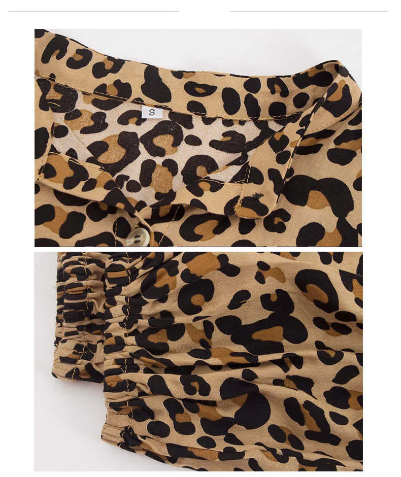 Leopard Long-sleeved Mid-length Dress