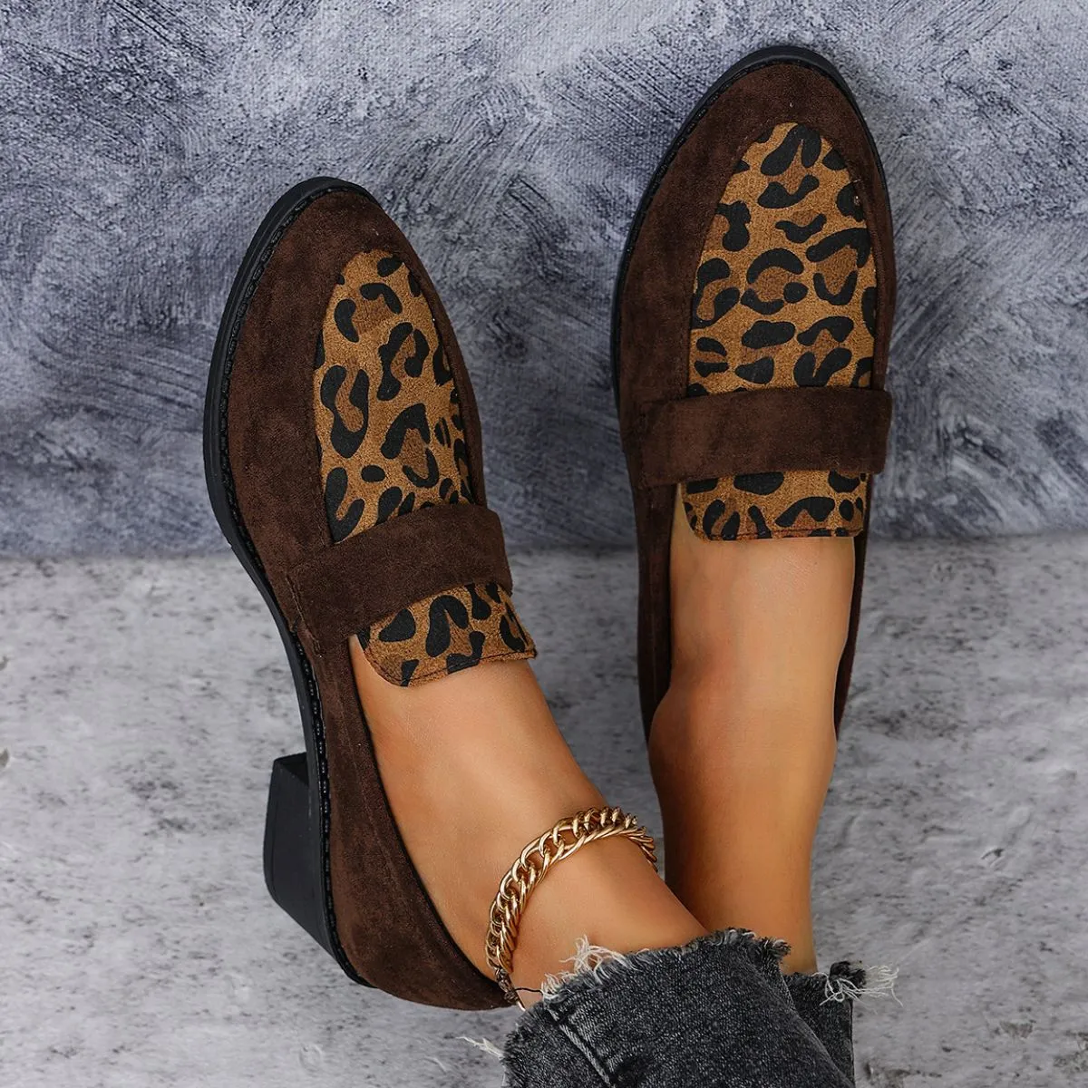 Leopard Point Toe Flat Slip-Ons