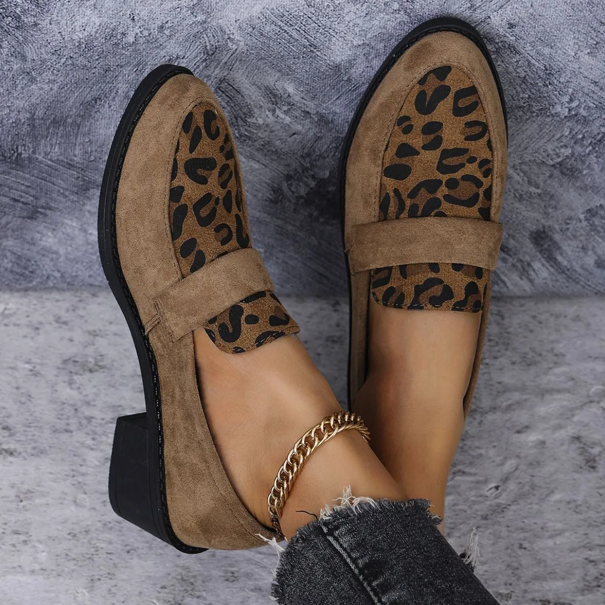 Leopard Point Toe Flat Slip-Ons