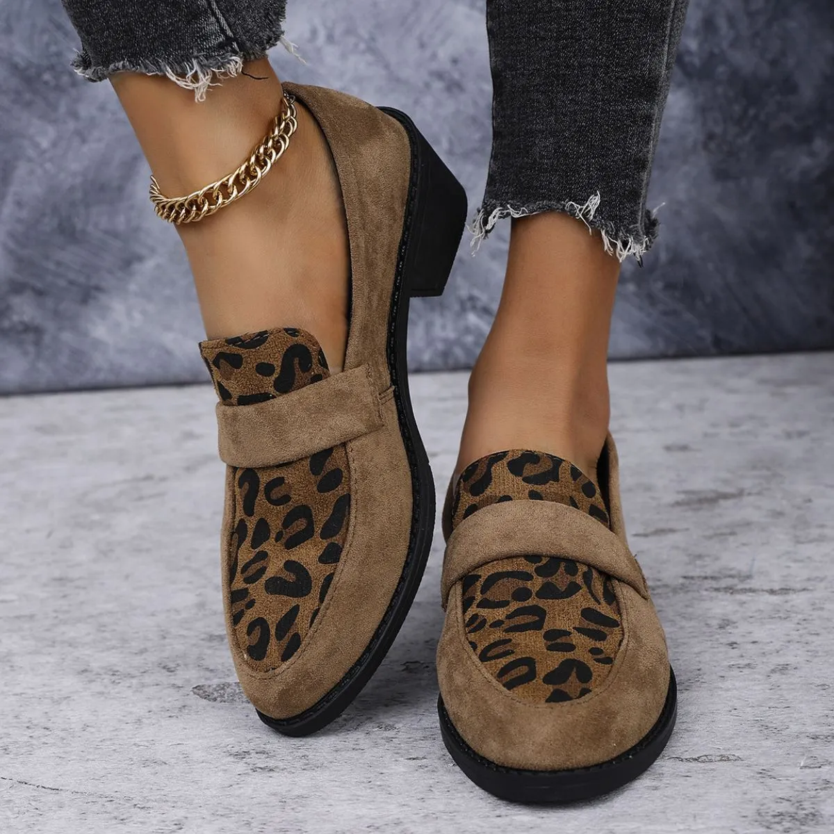 Leopard Point Toe Flat Slip-Ons