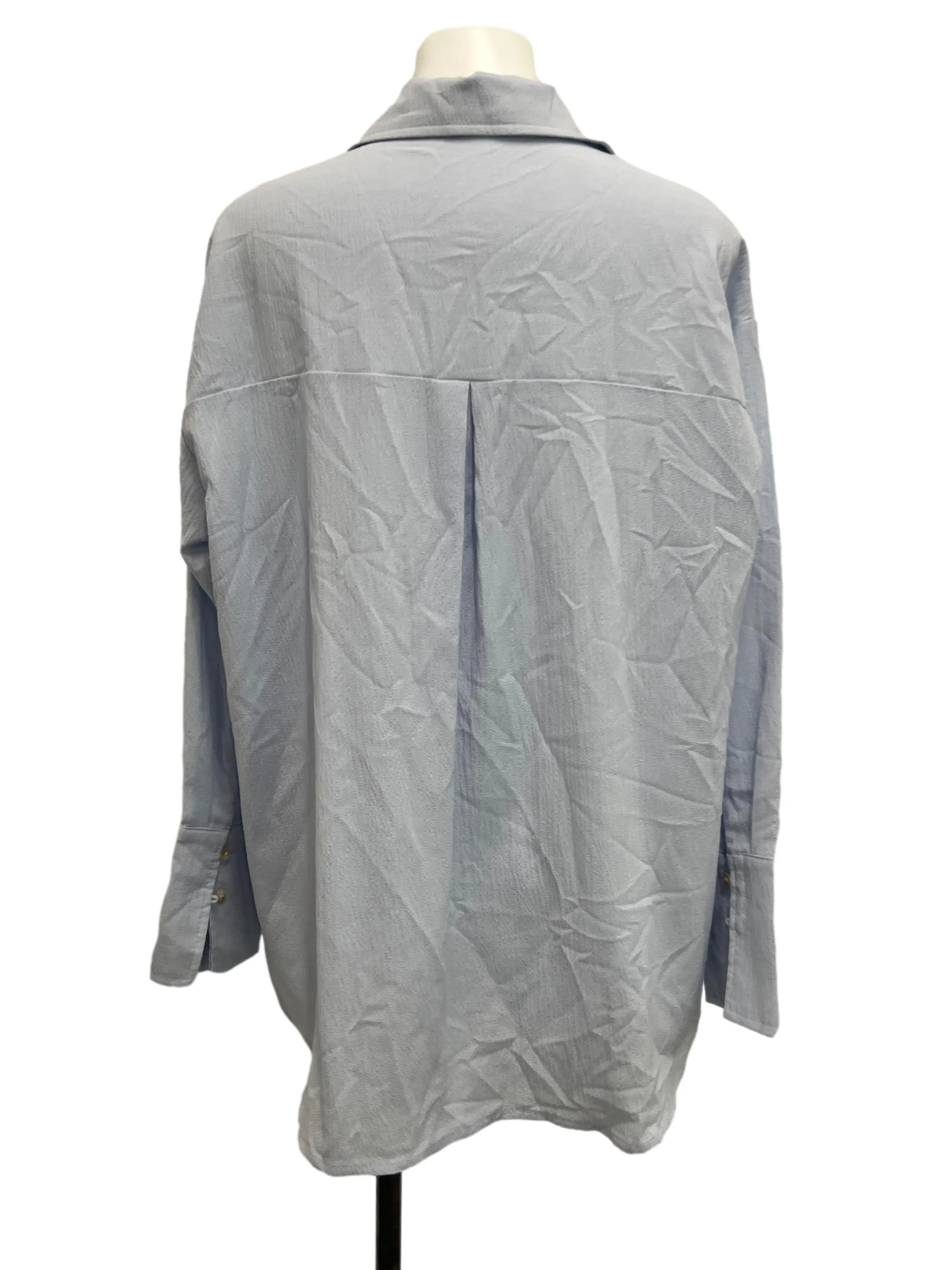 Light Baby Blue Button Down Blouse TEM