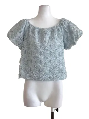 Light Blue Floral Mesh Top