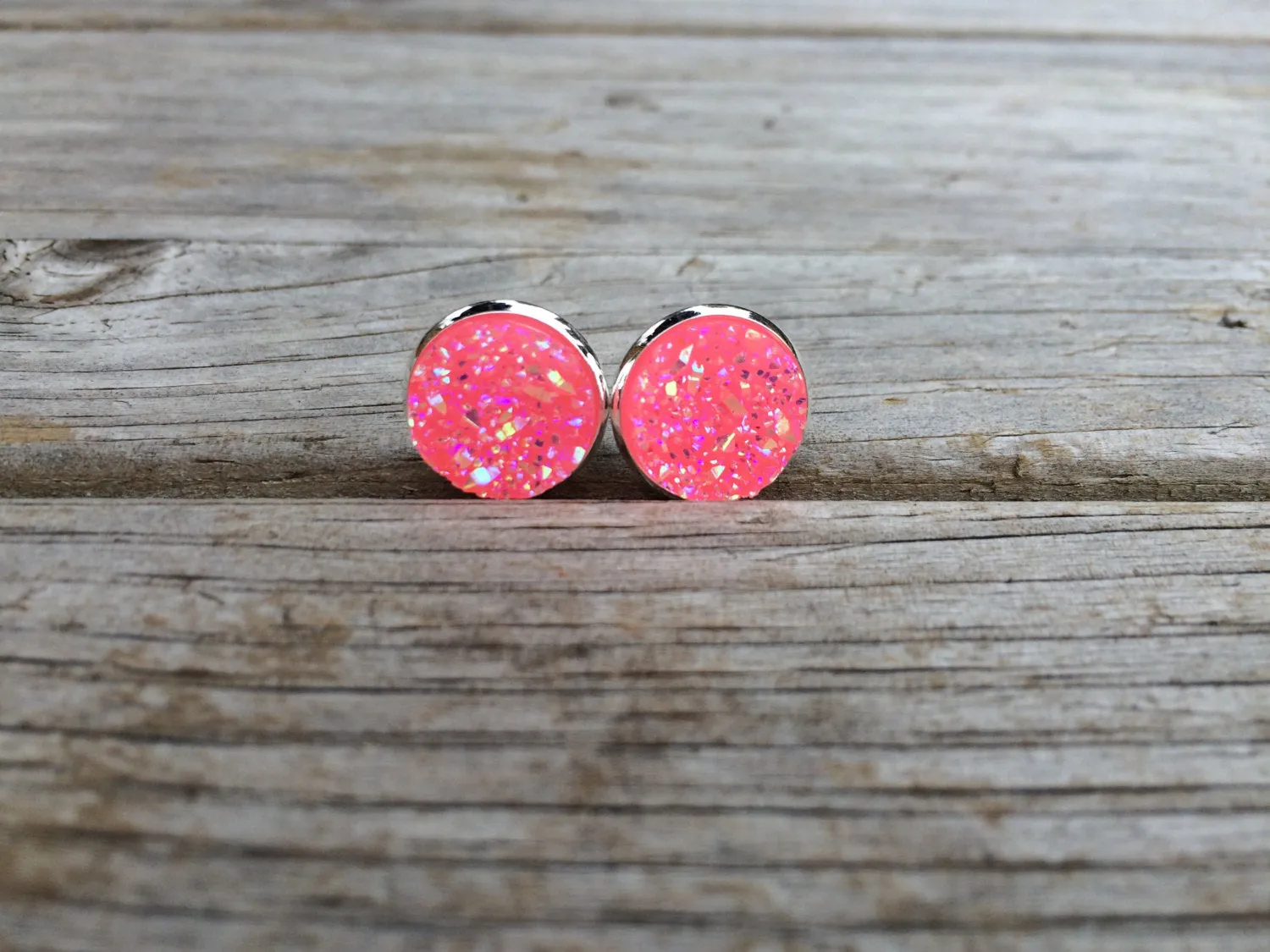 Light Pink Druzy Earrings