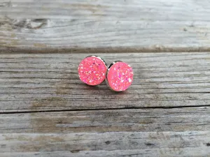 Light Pink Druzy Earrings