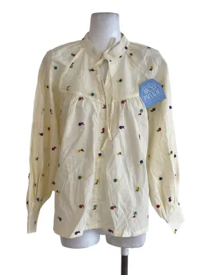 Light Yellow Floral Embroidered Blouse