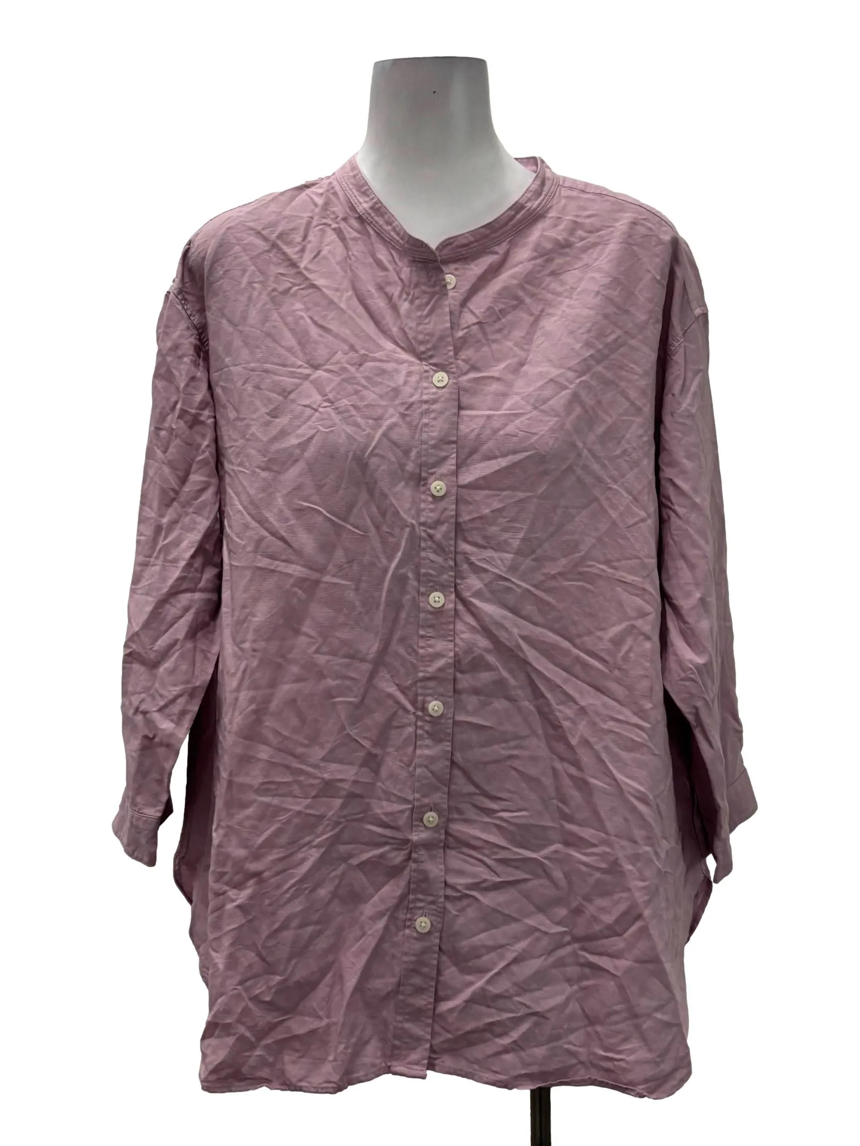 Lilac Chinese Collar Button Down Shirt