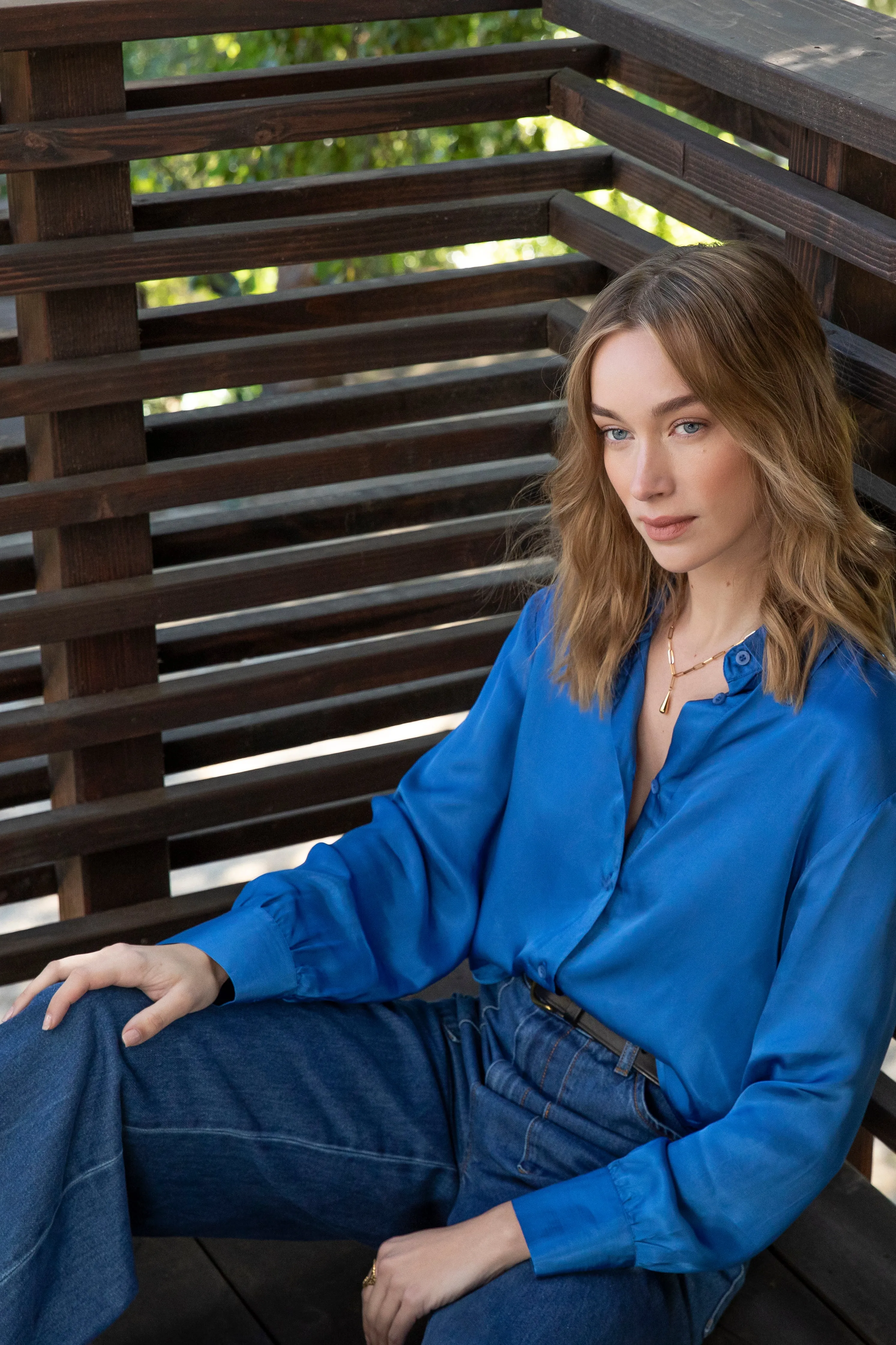 Lilith Lapis Blue Blouse