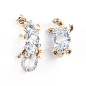 Lizard and Turtle Rhinestone Brooches