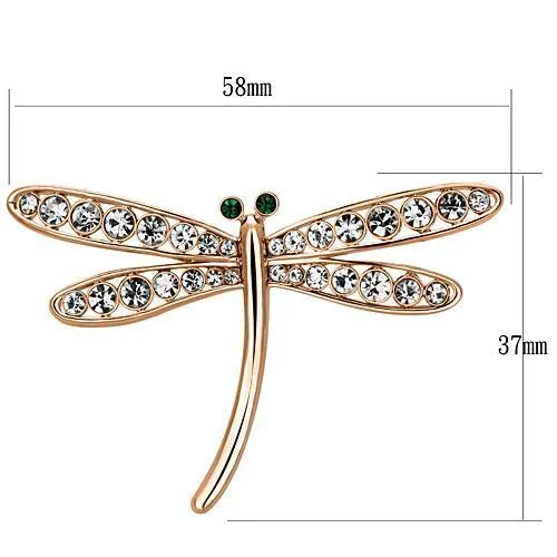 LO2826 Flash Rose Gold White Metal Brooches with Top Grade Crystal in Clear
