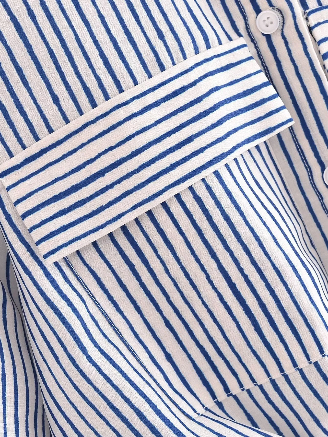 Long Sleeve Striped Button Down Cropped Blouse