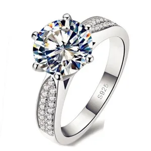 Lose Money Promotion 100% 925 Sterling Silver Rings Jewelry Luxury 8mm 2 Carat CZ Diamond Zircon Wedding Rings For Women YH012