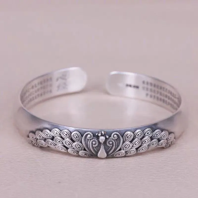 Lotus Flower Cuff Bracelet Vintage Silver For Women Jewelry