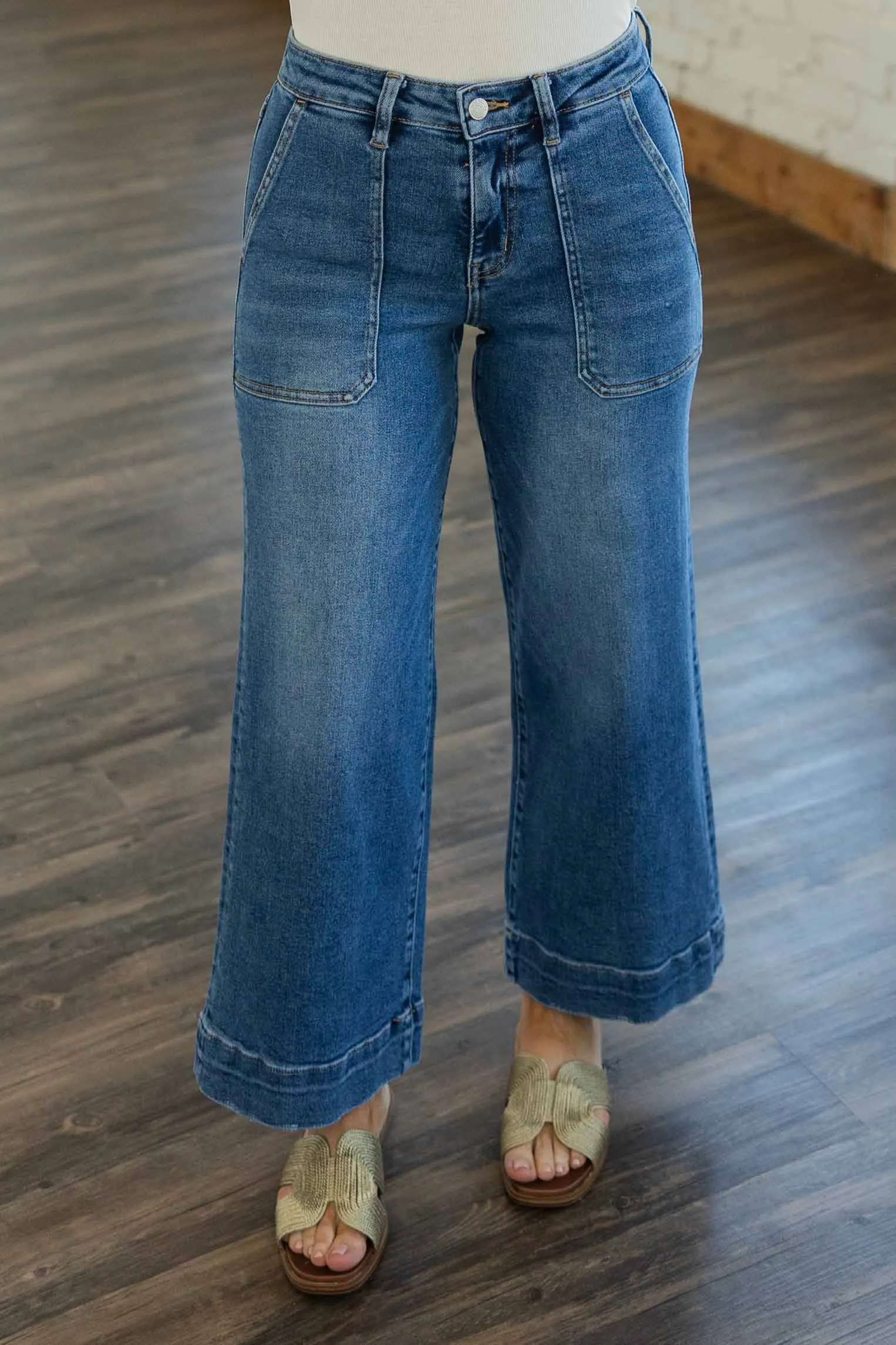 [LOVERVET] ARLETH PLUS HIGH RISE CROPPED WIDE LEG JEANS