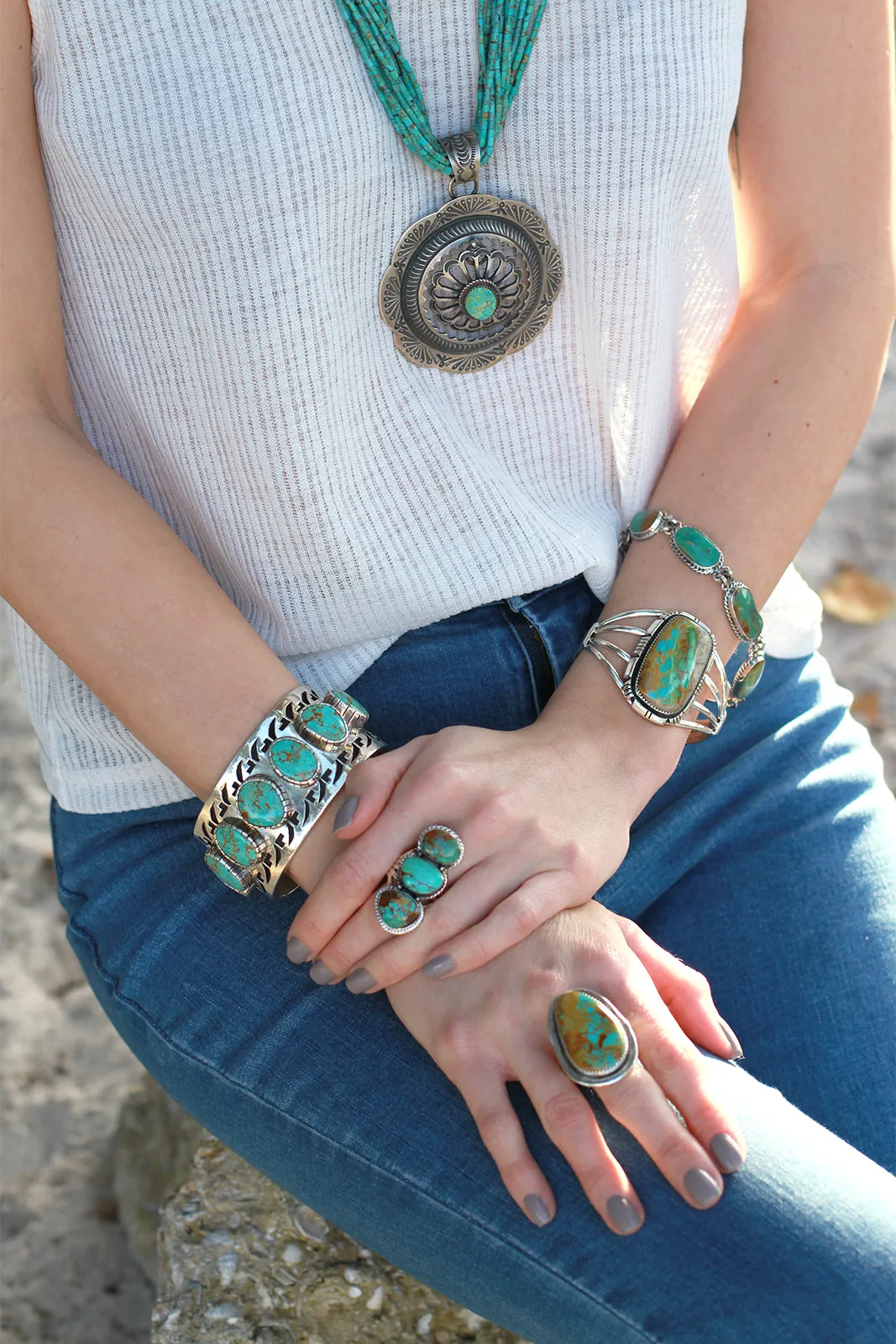 Lucian Koinva Kingman Turquoise Collector's Overlay Cuff