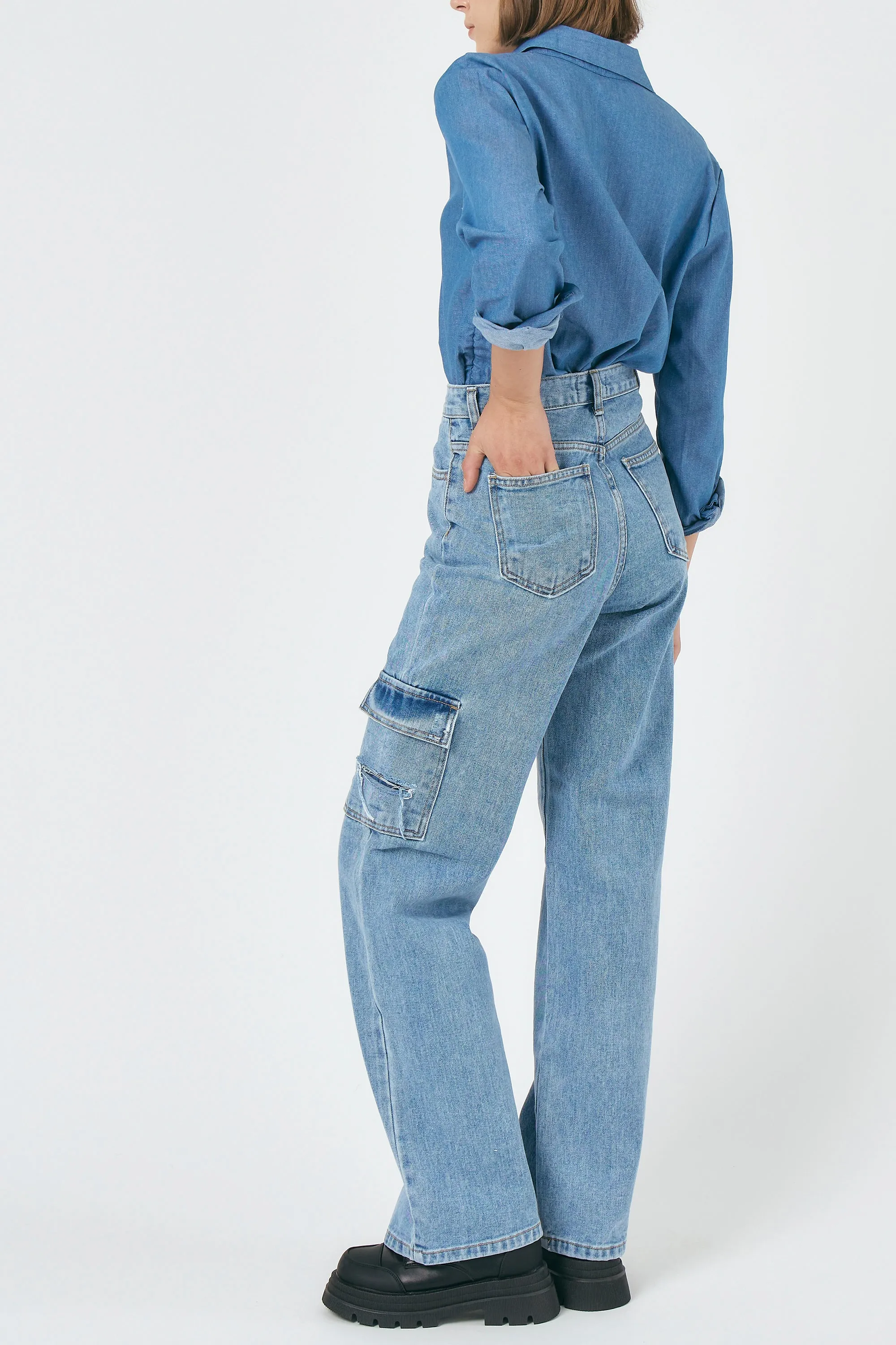 Luna Ruched Denim Shirt