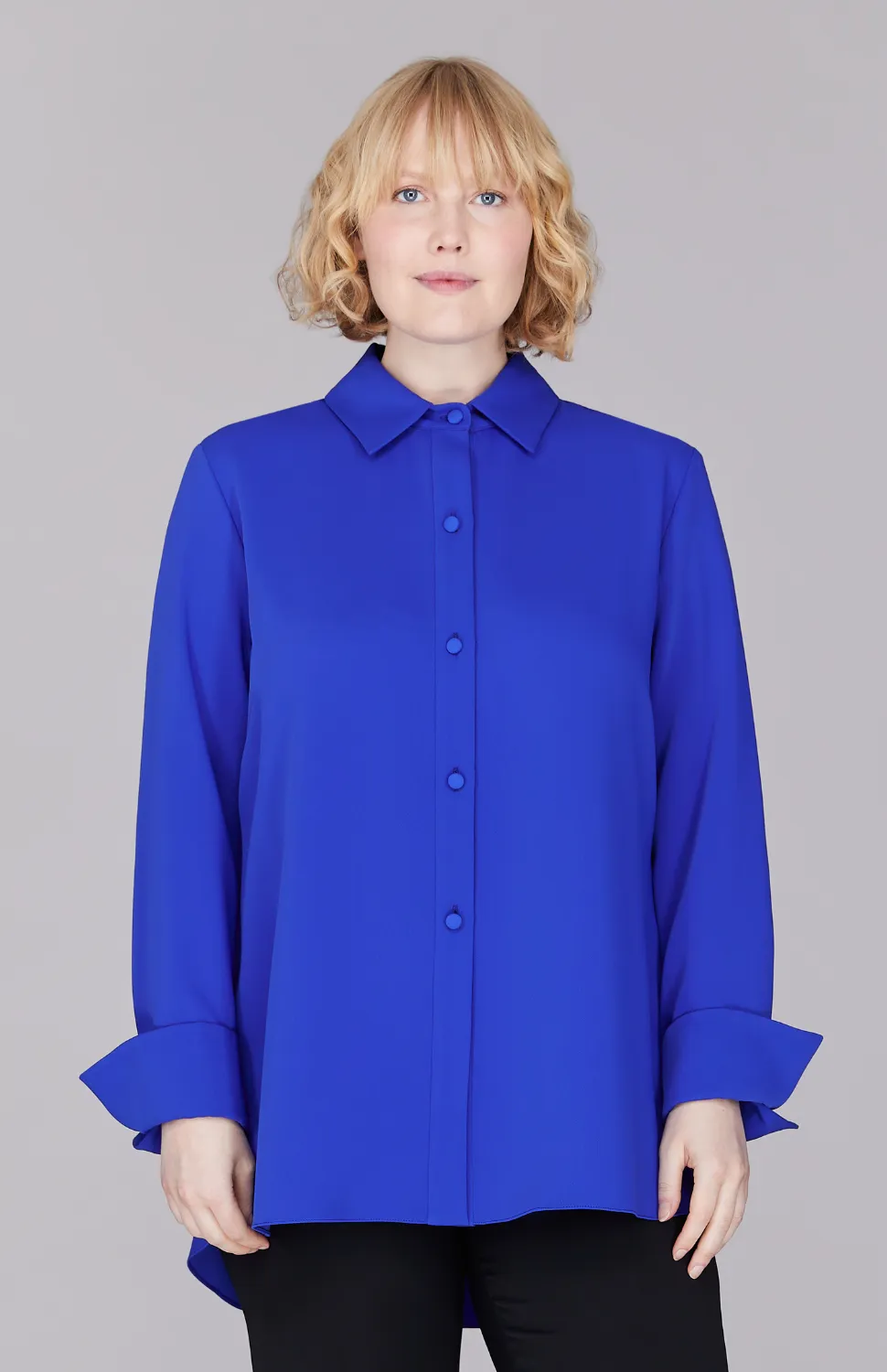 Lustrous Crepe Back Overlap Shirt