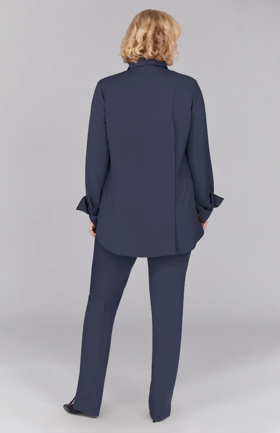 Lustrous Crepe Back Overlap Shirt