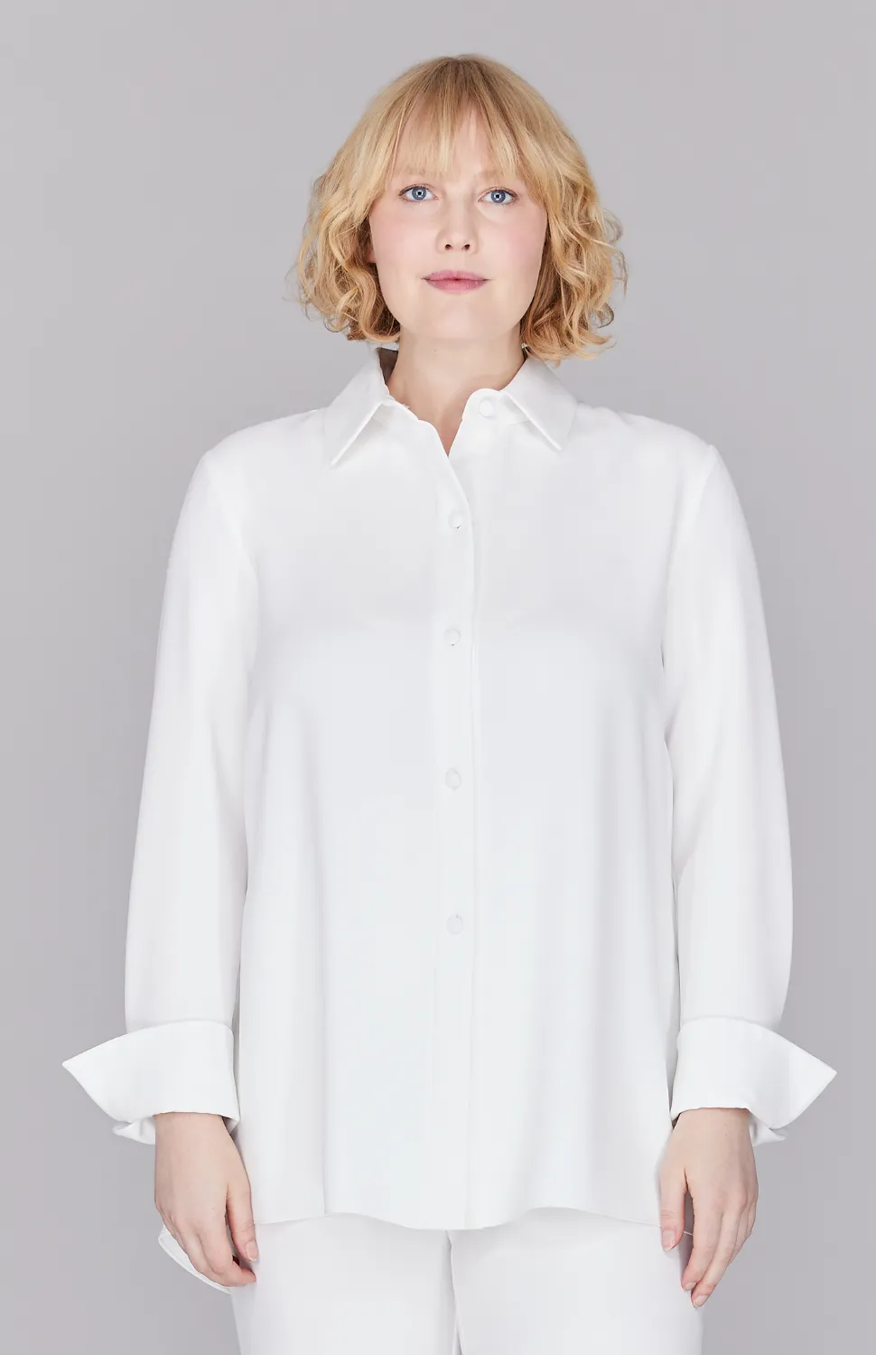 Lustrous Crepe Back Overlap Shirt