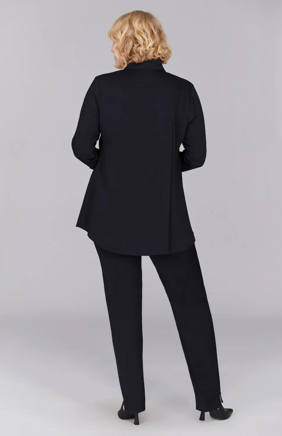 Lustrous Crepe Back Overlap Shirt