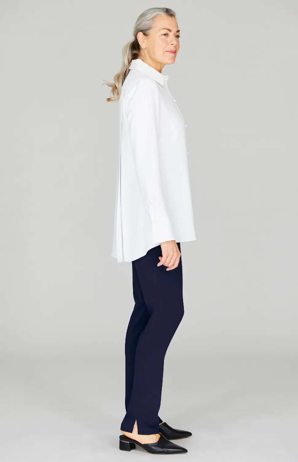 Lustrous Crepe Back Overlap Shirt