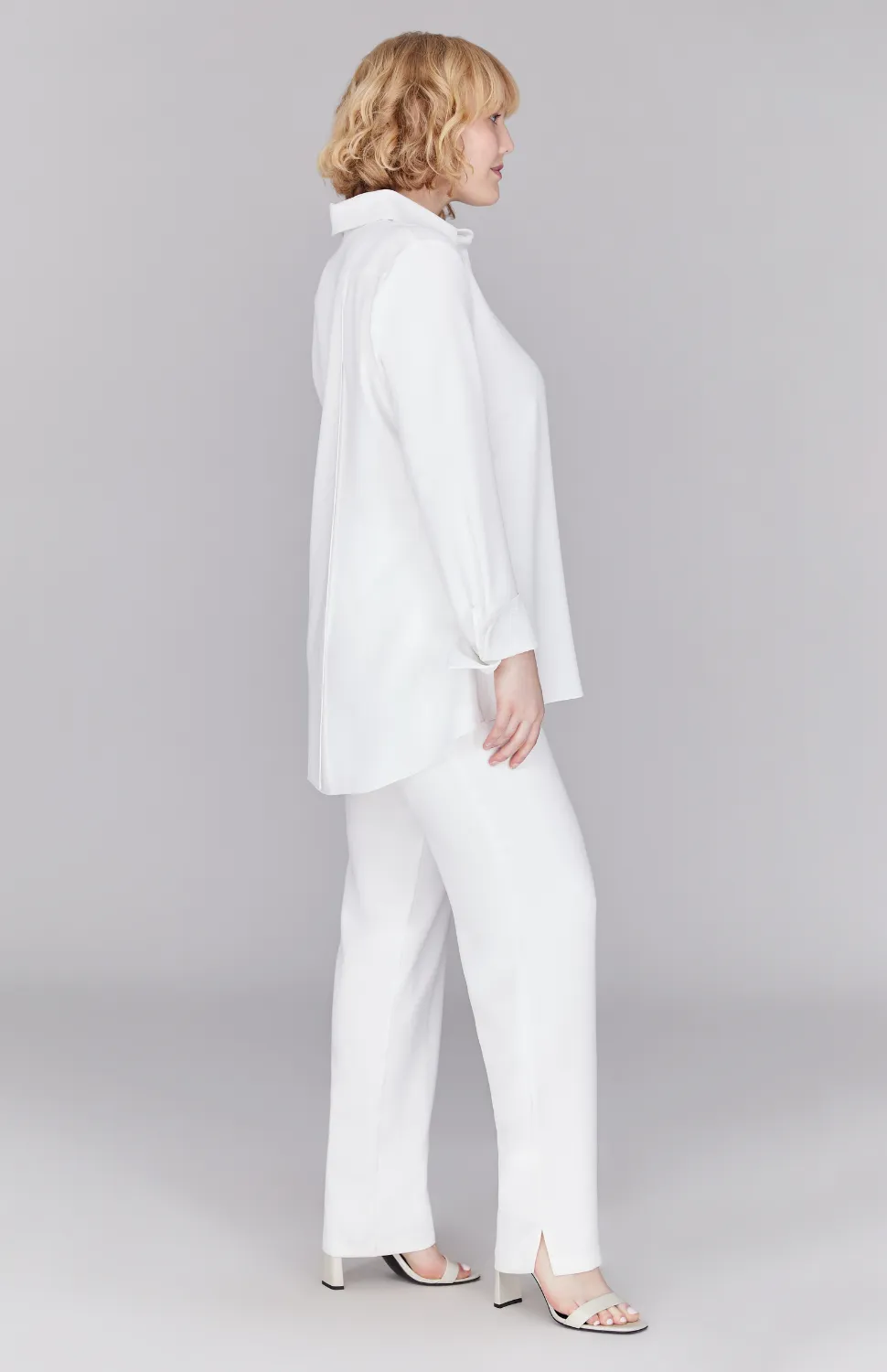 Lustrous Crepe Back Overlap Shirt